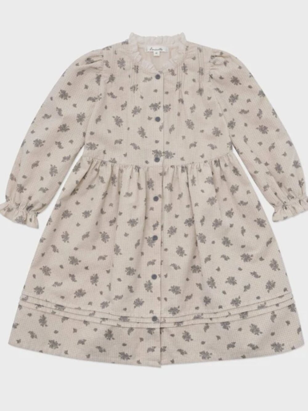 Louisiella Vintage Inspired Floral Print Lace Neck Frenells Corduroy Dress 6Y